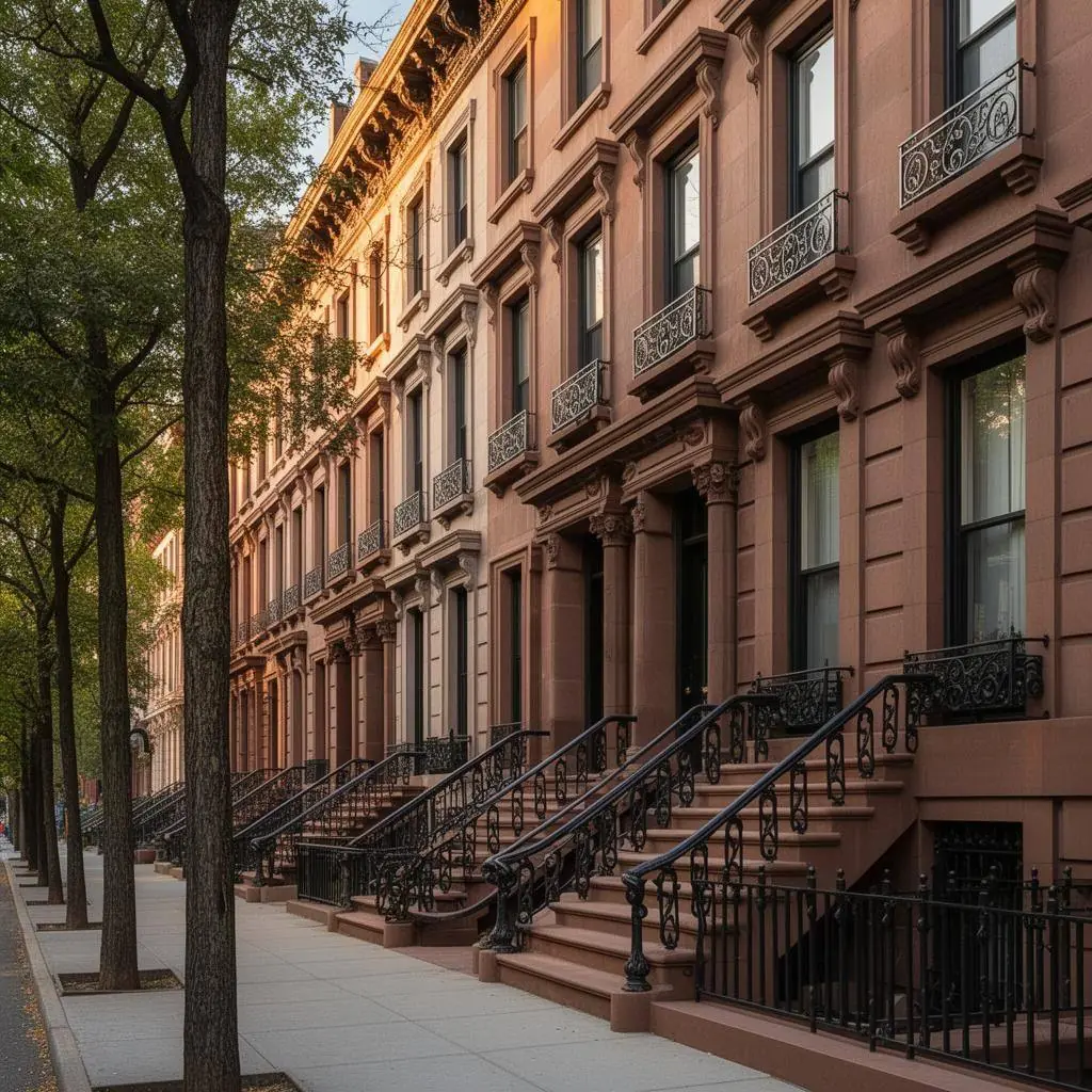 Upper East Side limestone townhouse row on Fifth Avenue near Blair Waldorf's penthouse address, Gossip Girl Tours NYC
